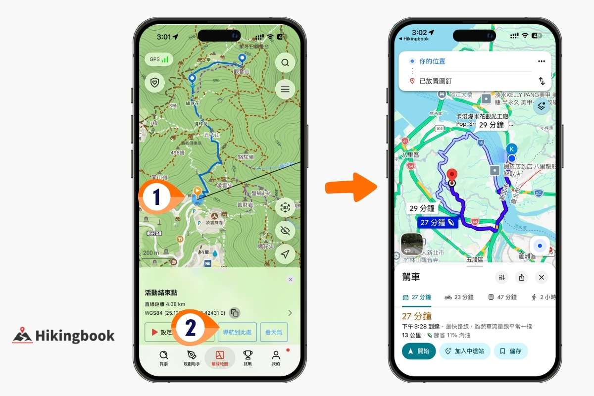兩種地圖 App 一鍵切換，節省查詢時間，還能方便通知隊友集合地點，是非常方便的功能，一定要試試看喔！